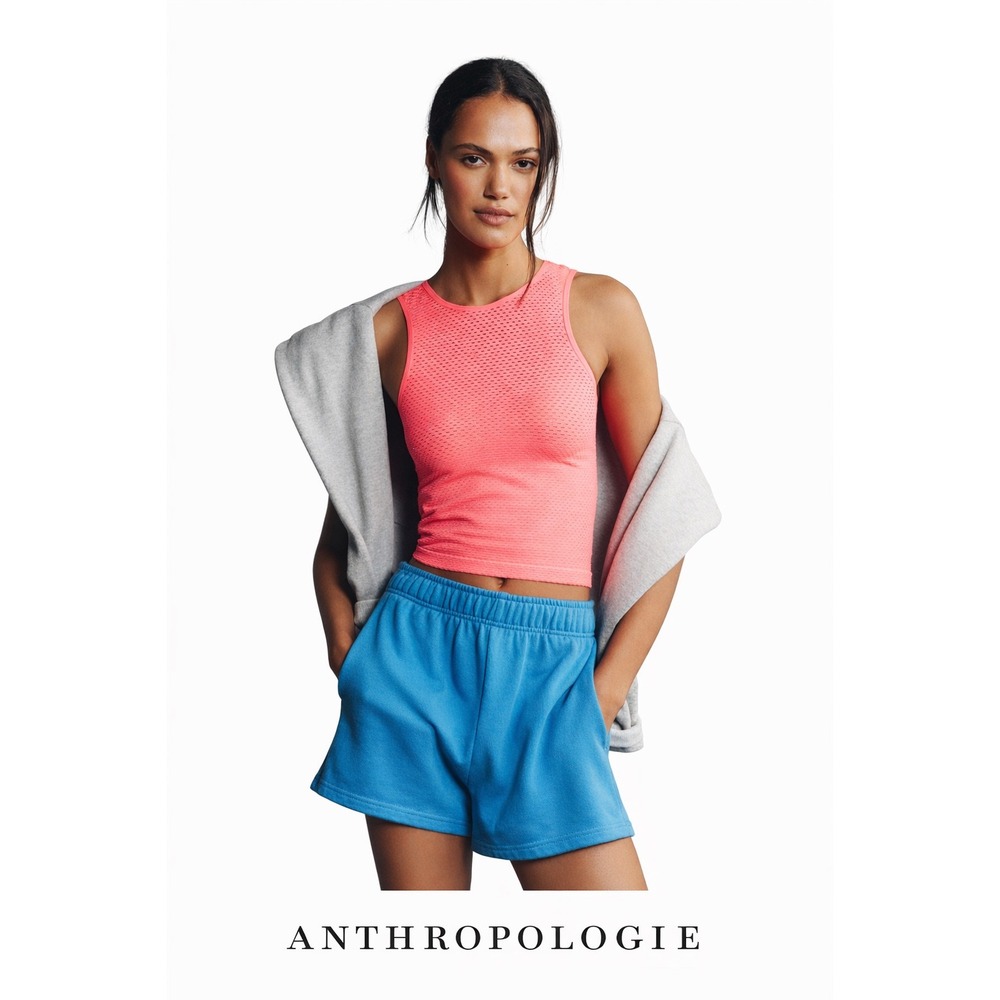 Anthropologie Coral Pink Lyrebird Mesh Knit Croppedβ Tank Top L/XL